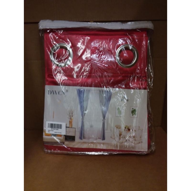 DWCN Red Window Curtain Panel With 8 Grommets