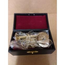 3.75 Gold Brass Tuba Miniature with Stand and Case