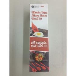 Star Pack Home Ultimate 5 Piece Silicone Kitchen Utensil Set, Red