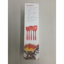 Star Pack Home Ultimate 5 Piece Silicone Kitchen Utensil Set, Red