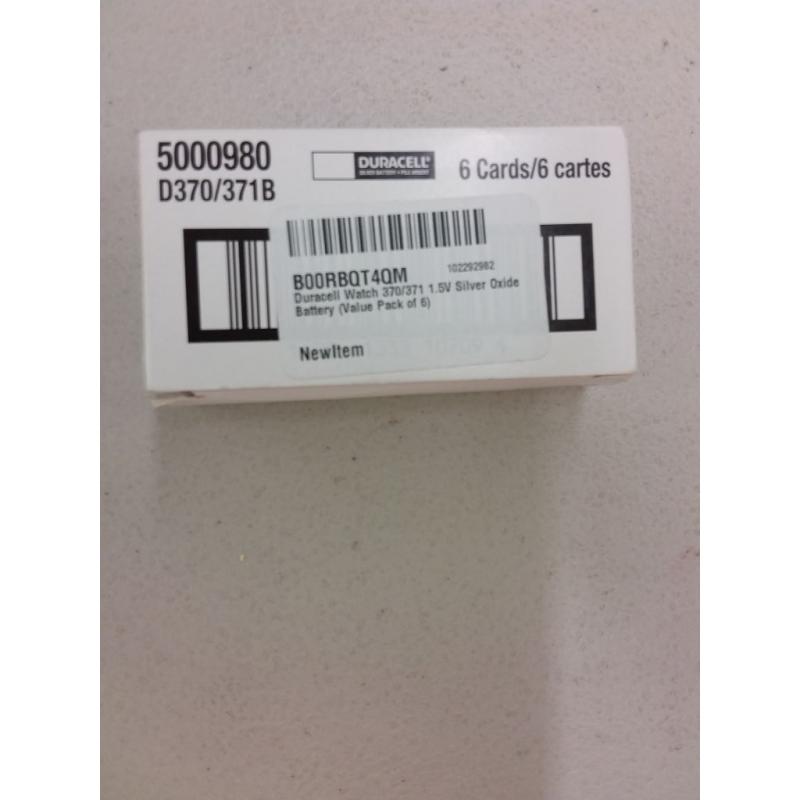 Duracell Watch 370/371 1.5V Silver Oxide Battery (Value Pack of 6)