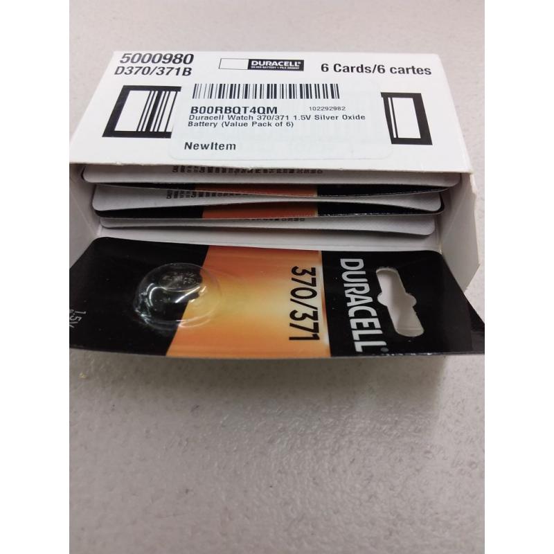 Duracell Watch 370/371 1.5V Silver Oxide Battery (Value Pack of 6)