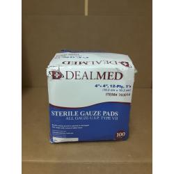 4’’ x 4’’ Sterile Gauze Pads, 100 Count