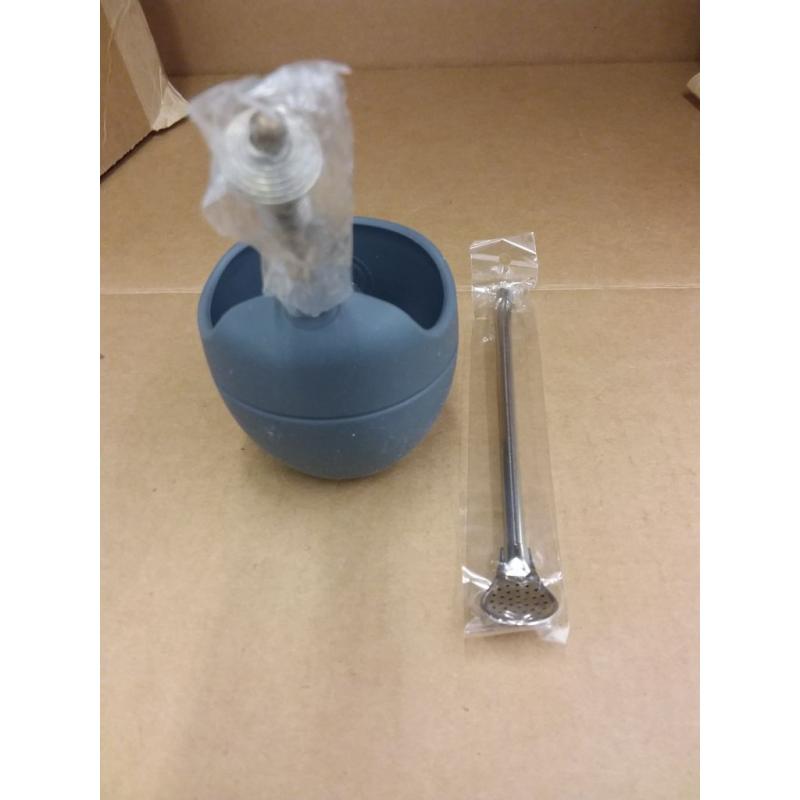 Yerba Mate Silicone Gourd and Bombilla Combo (Cool Gray)