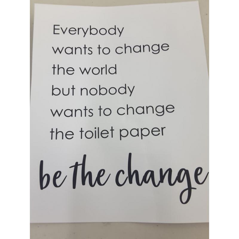 Farmhouse Bathroom Wall Decor,Be The Change…