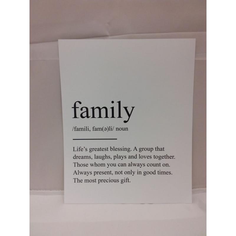 Inspirational Typography Art Print, Family Definition Wall Art Poster