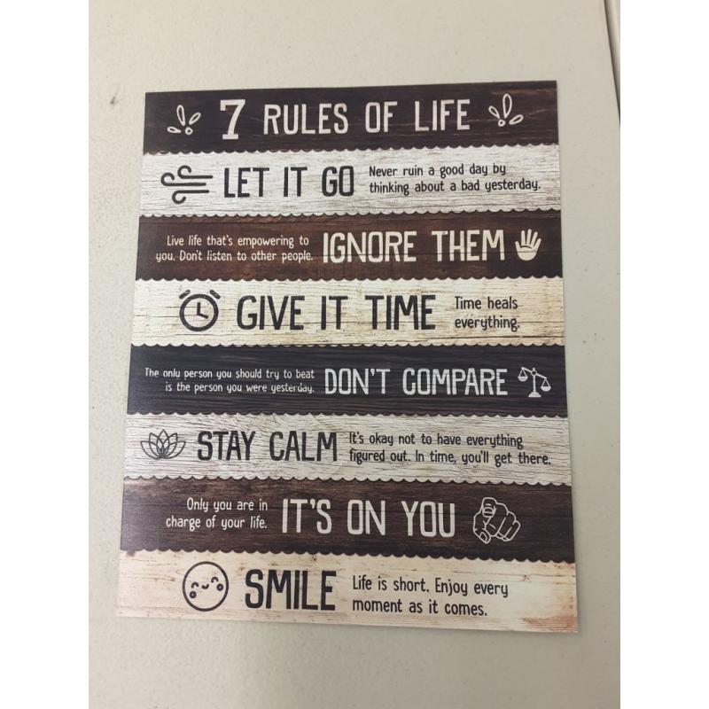 7 Rules of Life Quotes Poster Print