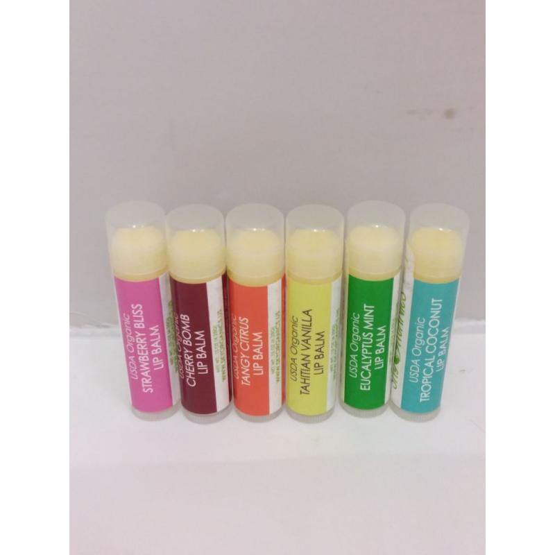 USDA Organic Lip Balm by Sky Organics – 6 Pack Assorted Flavors