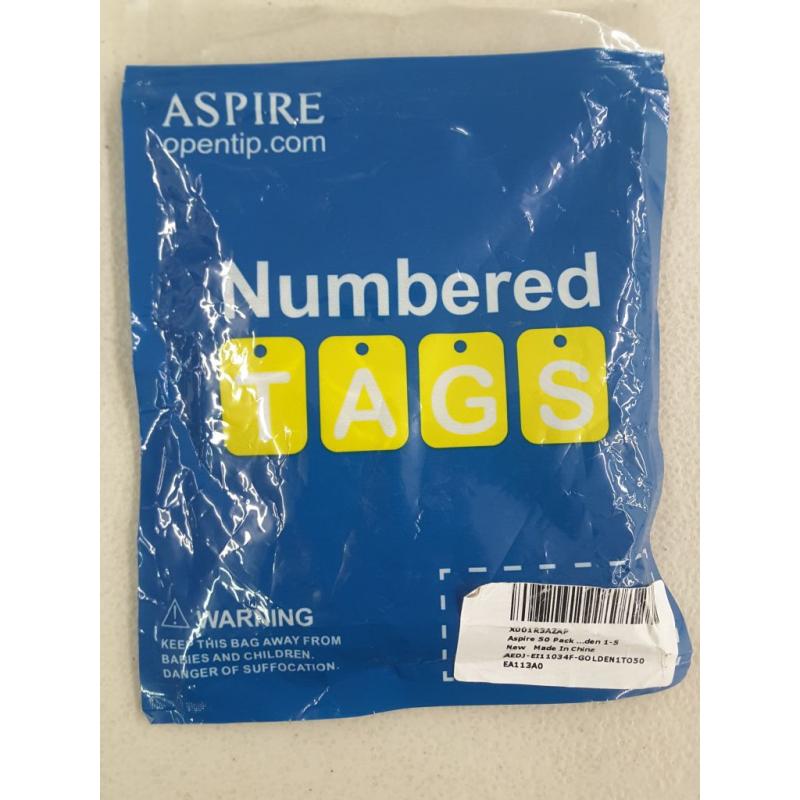 50 Pack ABS Key Tags with Ring, Numbered ID Tags