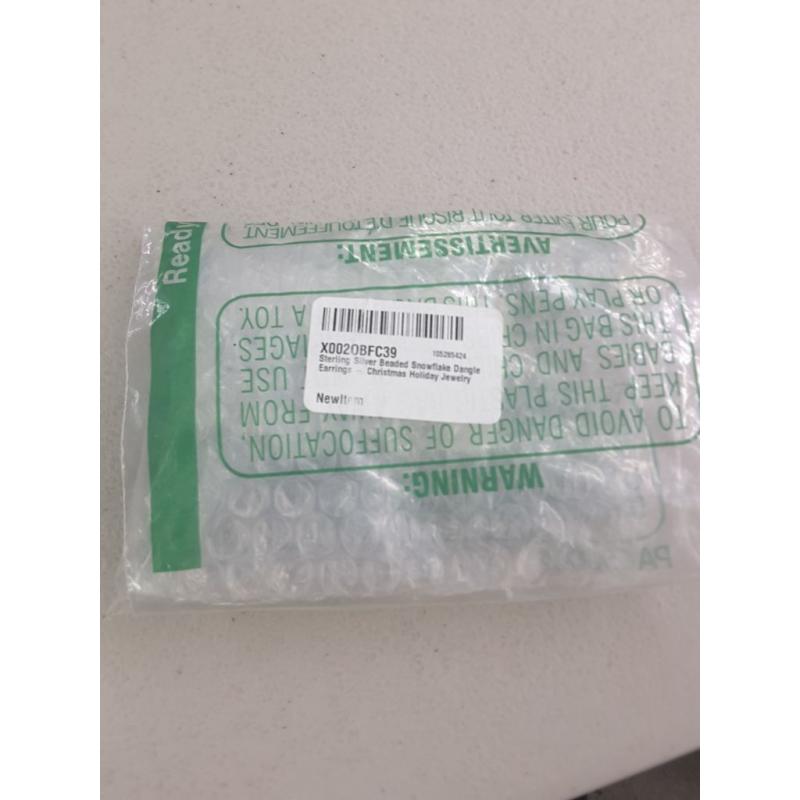 Sterling Silver Beaded Snowflake Dangle Earrings