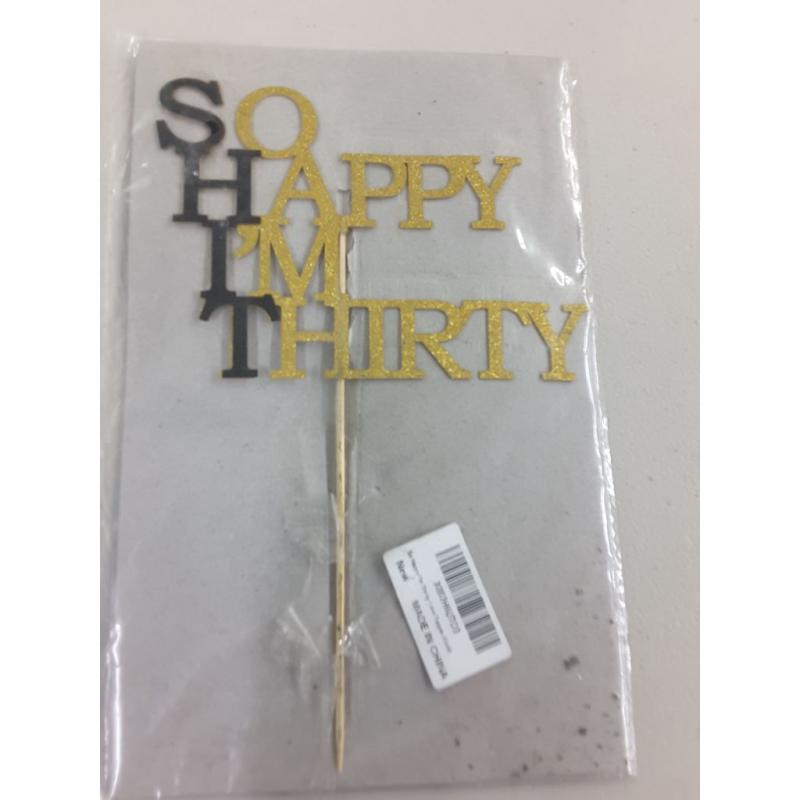 So Happy I'm Thirty  Gold Glitter Cake Topper