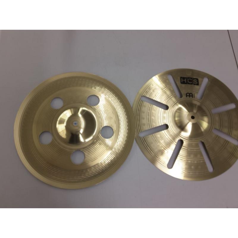 Meinl 16 Trash Stack Cymbal Pair with Holes - HCS Traditional Finish Brass for Drum Set, Made In Germany