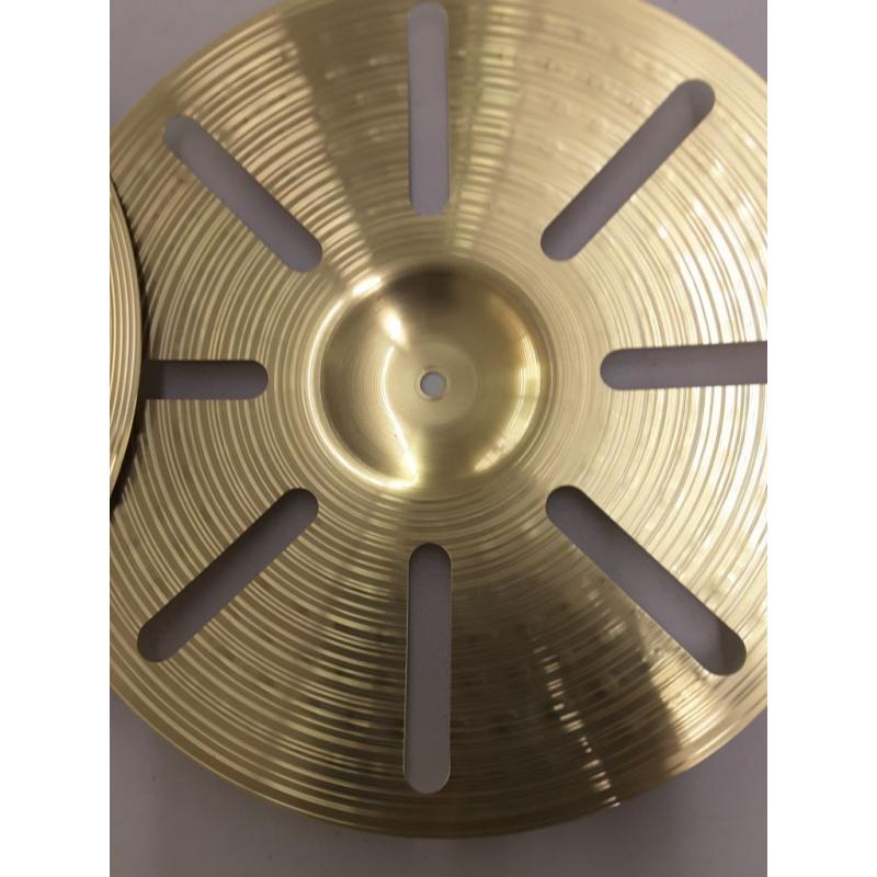 Meinl 16 Trash Stack Cymbal Pair with Holes - HCS Traditional Finish Brass for Drum Set, Made In Germany