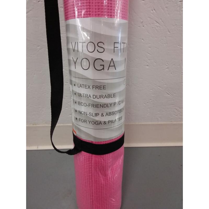 Vitos Fitness Pilates Yoga Exercise Mat Fitness Thick High Density (Pink)