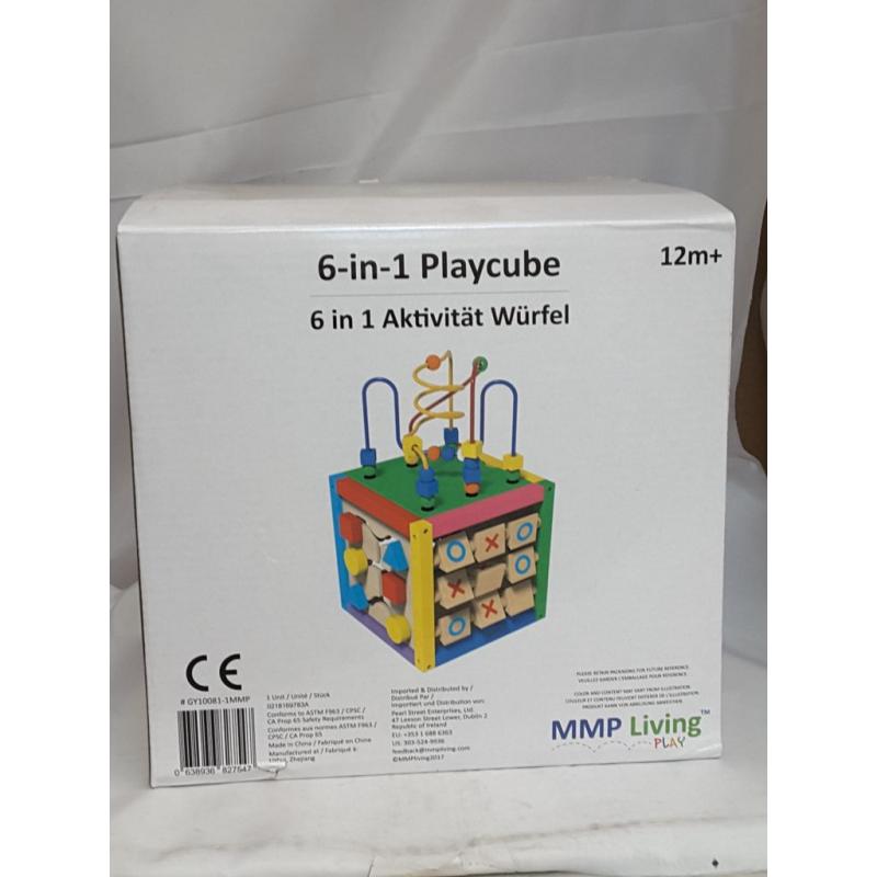 Toddler Essential Wooden 6-in-1 Play Cube Activity Center - 8