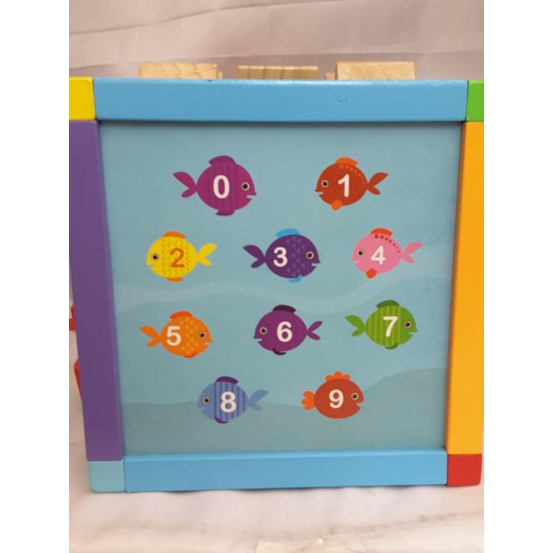 Toddler Essential Wooden 6-in-1 Play Cube Activity Center - 8