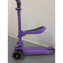 KicksyWheels Scooter for Kids with Folding Seat and Light Up Wheels