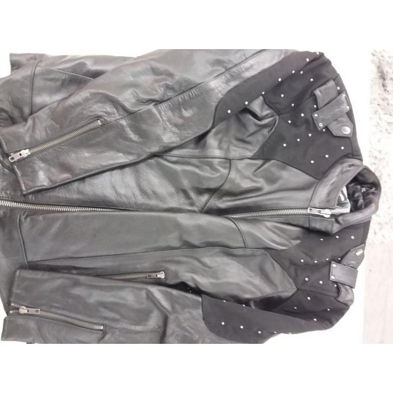 Ladies 'Scuba' Leather Jacket With Reflective Wings and Studs - X-Large