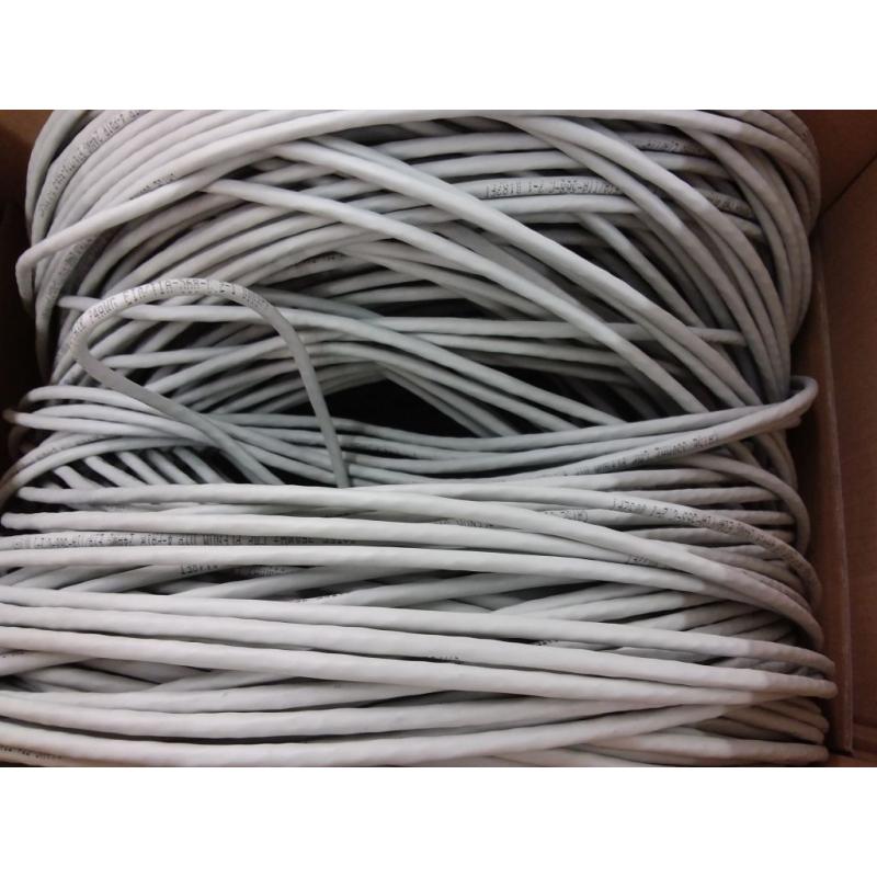 CAT5e (CMP) Plenum Cable, 1000FT 24AWG 4Pair, 350MHz Solid Network Cable Unshielded Twisted Pair (UTP), Gray