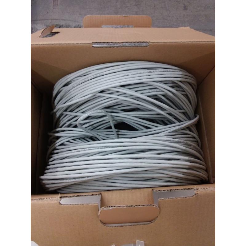 CAT5e (CMP) Plenum Cable, 1000FT 24AWG 4Pair, 350MHz Solid Network Cable Unshielded Twisted Pair (UTP), Gray