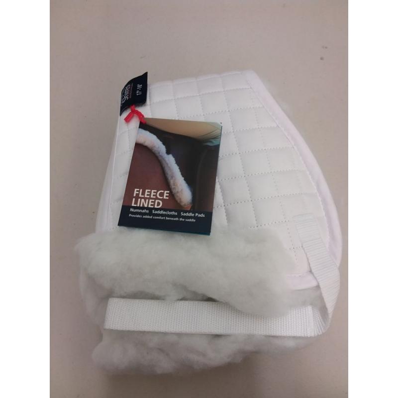 Shires Fleece Lined Saddle Pad, White, 17-18