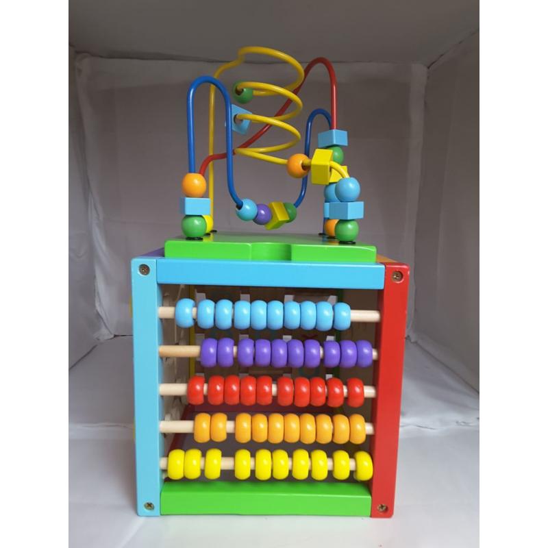 Toddler Essential Wooden 6-in-1 Play Cube Activity Center - 8