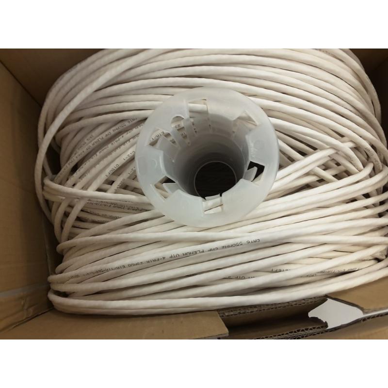 Truecables Cat6 Plenum (CMP), 1000ft, White, 23awg 4 Pair Solid Bare Copper