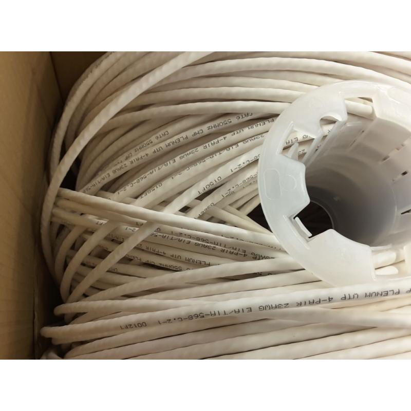 Truecables Cat6 Plenum (CMP), 1000ft, White, 23awg 4 Pair Solid Bare Copper