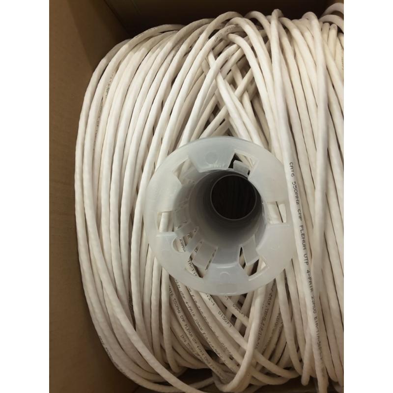 Truecables Cat6 Plenum (CMP), 1000ft, White, 23awg 4 Pair Solid Bare Copper