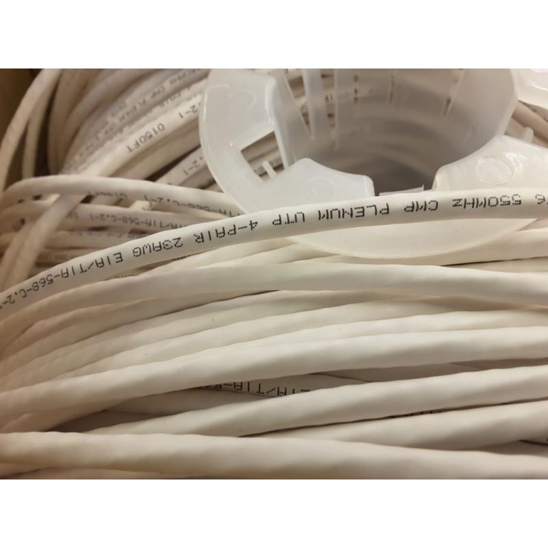 Truecables Cat6 Plenum (CMP), 1000ft, White, 23awg 4 Pair Solid Bare Copper
