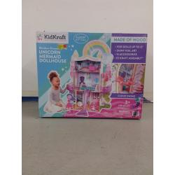 KidKraft Rainbow Dreamers Unicorn Mermaid Wooden Dollhouse with 15 Accessories