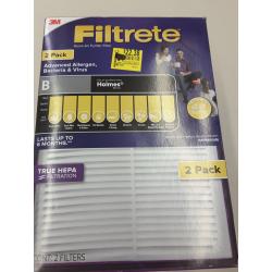 Filtrete Allergen, Bacteria & Virus True HEPA Room Air Purifier Filter, Replaces Size B Filters, 2 Pack