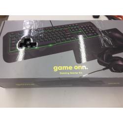 4-PC Gaming Starter Kit with LED Keyboard, Programmable Mouse, Over-ear Headset w/mic and Mouse Pad