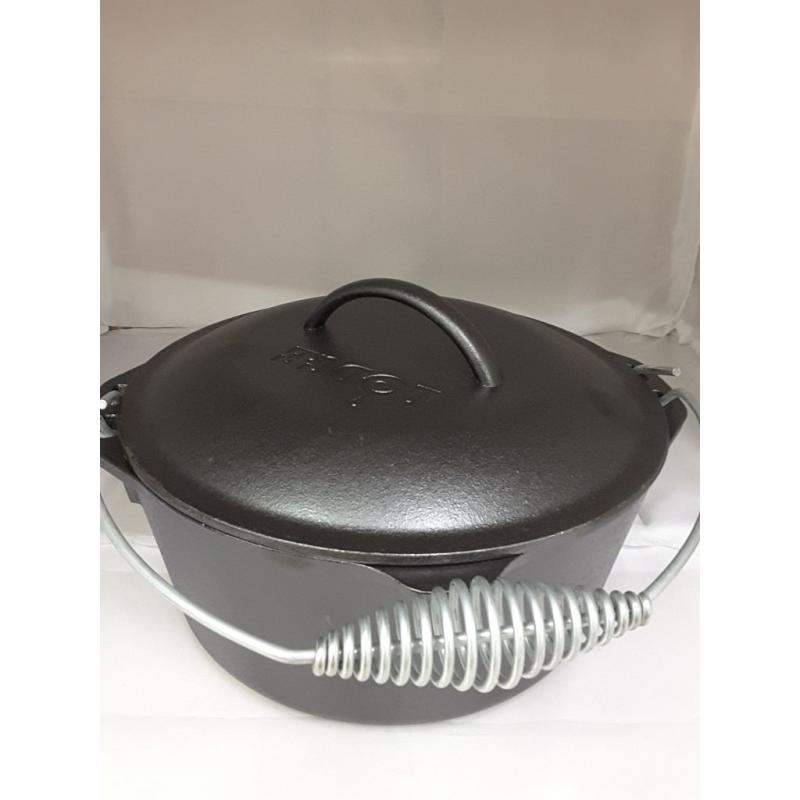 Lodge 5 Quart Spiral Bail Handle Cast Iron Dutch Oven