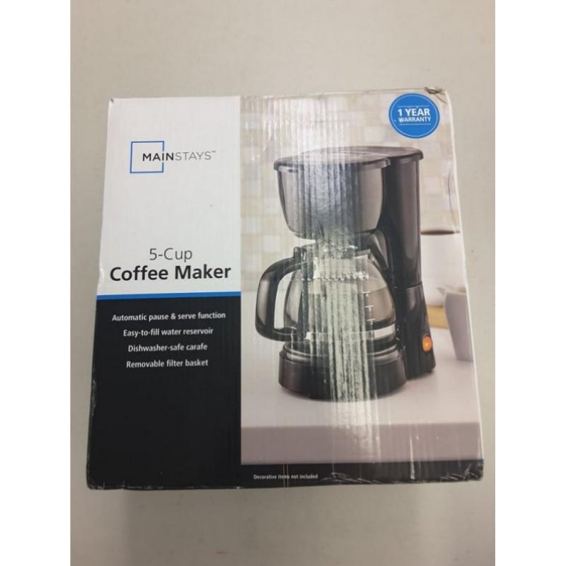 Mainstays 5 Cup Black Coffee Maker with Removable Filter Basket