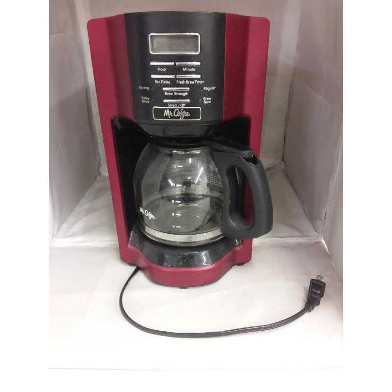 Mr. Coffee 12 Cup Programmable Coffee Maker, Rapid Brew, Red