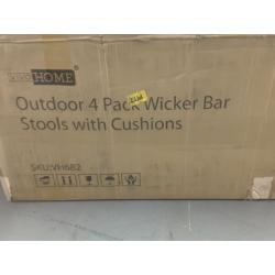 4 Packs Outdoor Wicker Barstool Patio Rattan Furniture with Cushions in Black