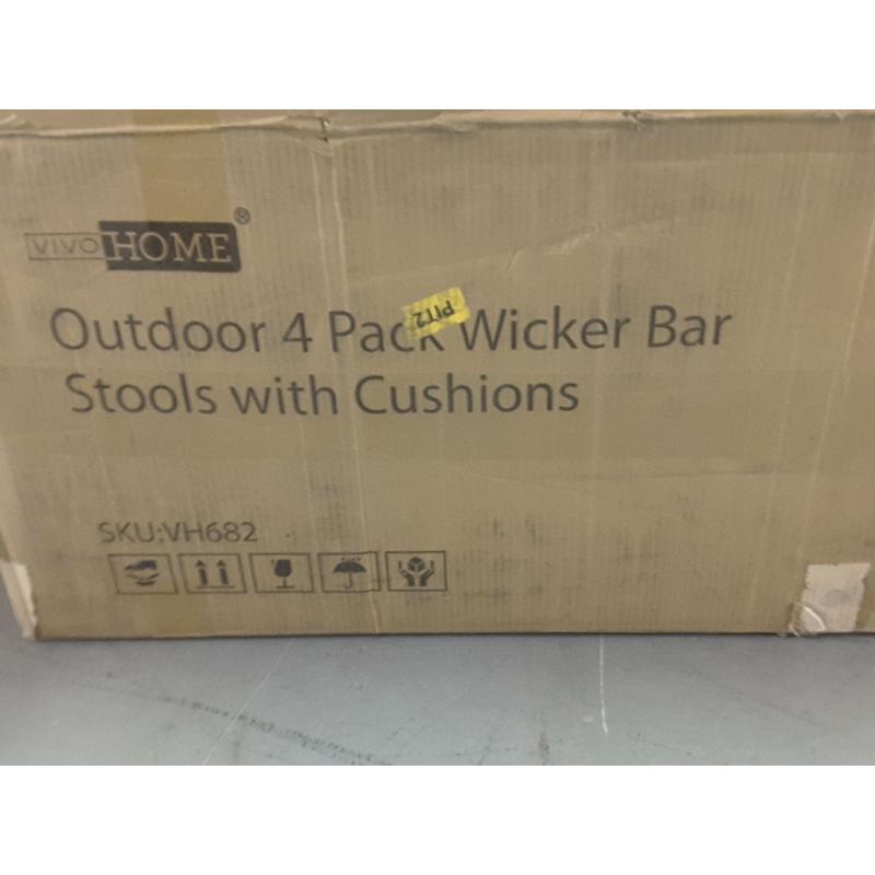 4 Packs Outdoor Wicker Barstool Patio Rattan Furniture with Cushions in Black