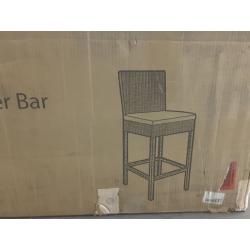 4 Packs Outdoor Wicker Barstool Patio Rattan Furniture with Cushions in Black