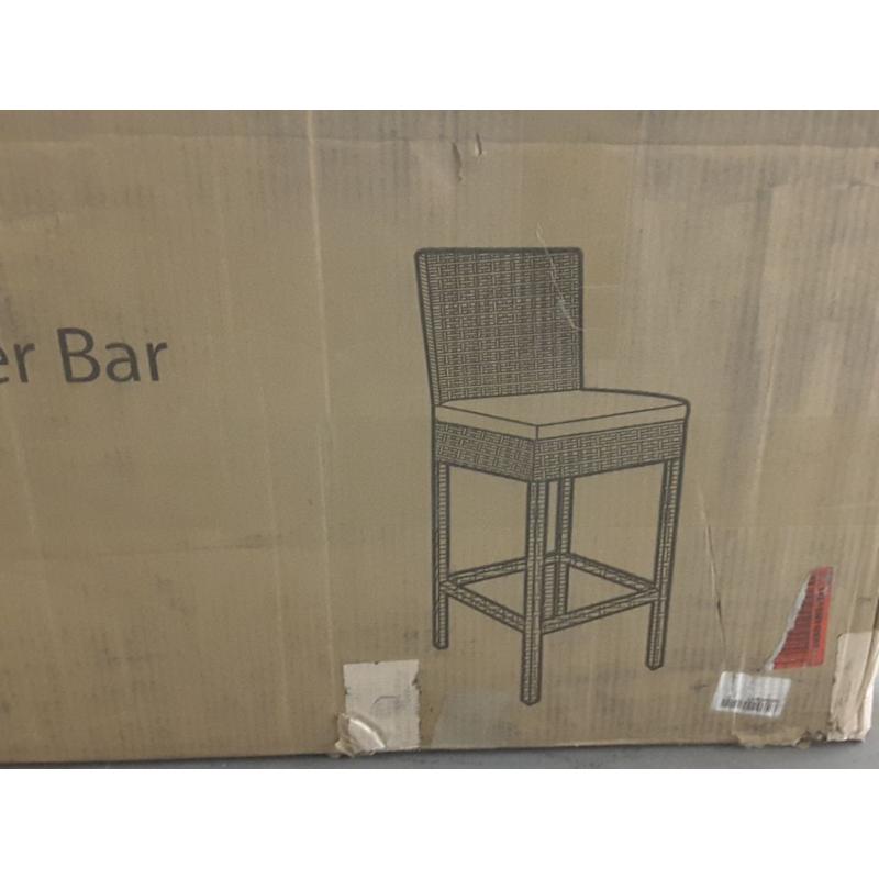 4 Packs Outdoor Wicker Barstool Patio Rattan Furniture with Cushions in Black