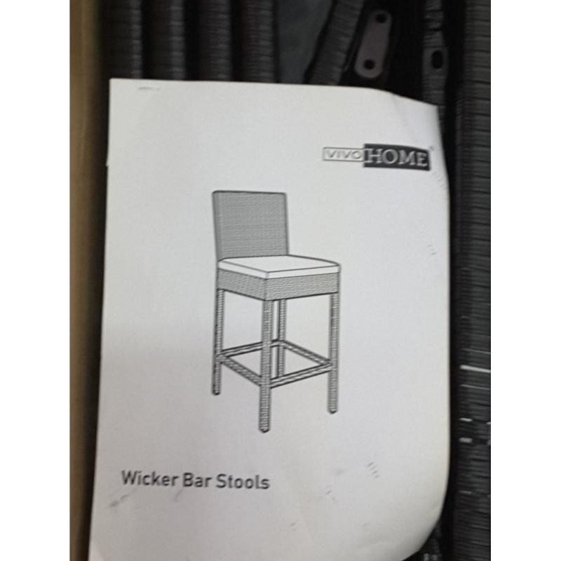 4 Packs Outdoor Wicker Barstool Patio Rattan Furniture with Cushions in Black