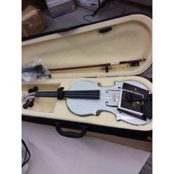 Mendini By Cecilio Violin For Kids & Adults - 4/4 MV White