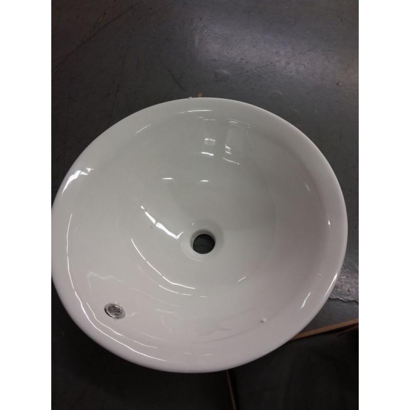 Round Bathroom Vessel Sink with Overflow and Faucet Combo- VASOYO 16