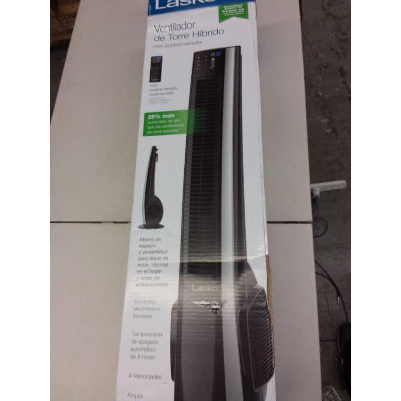 Lasko 38 Hybrid Tower Fan with Remote Control, T38415, Black/Silver
