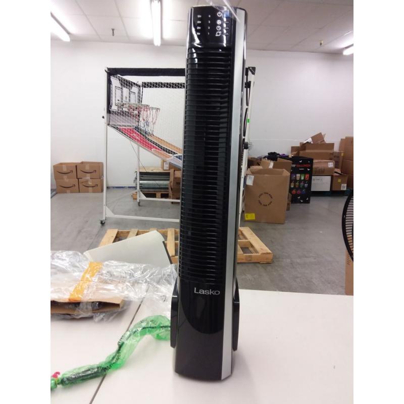Lasko 38 Hybrid Tower Fan with Remote Control, T38415, Black/Silver