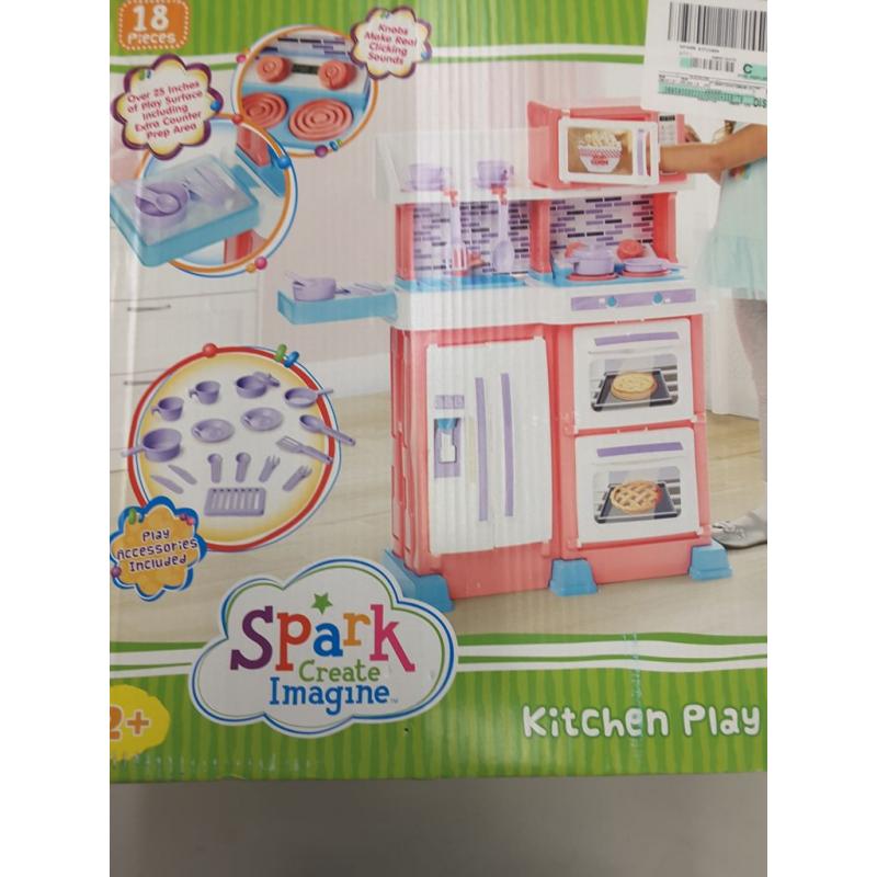 Spark create imagine kitchen play set, over 25 inches of play surface, play accessories included