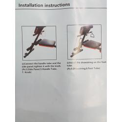 Dumbell bench 189, comes with set up and instructions. Orange and black