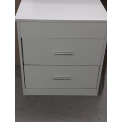 White nightstand with 2 drawers and elevating top