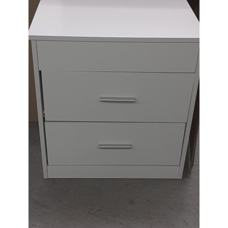 White nightstand with 2 drawers and elevating top