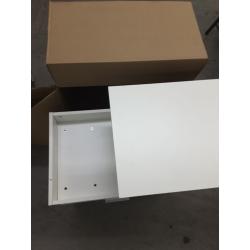 White nightstand with 2 drawers and elevating top